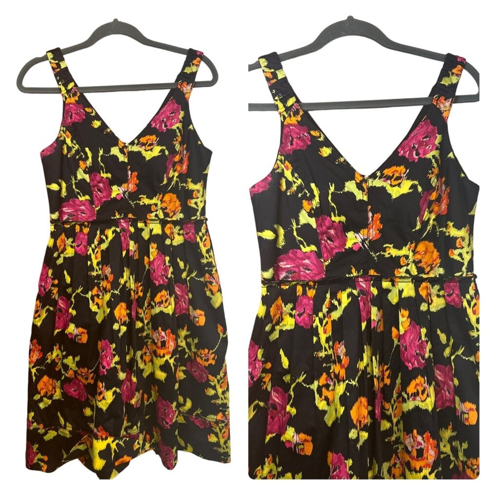 VTG Kay Unger NY Floral V‑Neck Summer Dress Sleeveless Womens 8‎ All Over Print